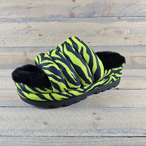 UGG Maxi Slide Platform Tiger Print Key Lime Black - Picture 4 of 12